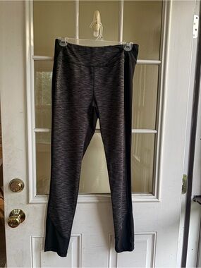 RBX Gray Heathered High-Rise Leggings with Black Side Panels